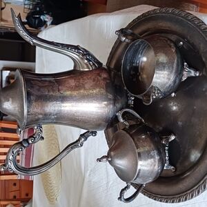 Vintage Silver Tea Set with Tray